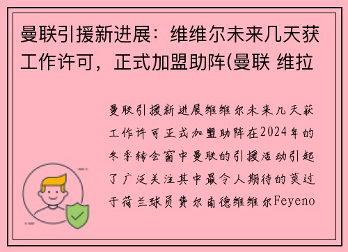 曼联引援新进展：维维尔未来几天获工作许可，正式加盟助阵(曼联 维拉 集锦)