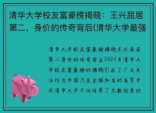 清华大学校友富豪榜揭晓：王兴屈居第二，身价的传奇背后(清华大学最强校友)
